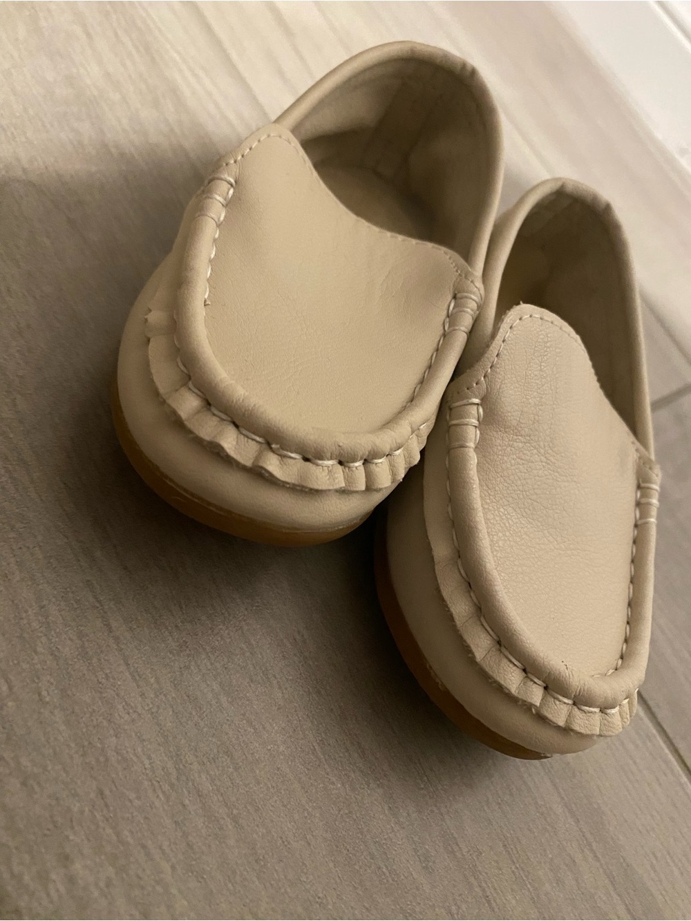 Kids Cream Slip-On Moccasins by
